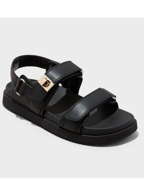 A New Day Target Jonie Black Ankle Strap Footbed Sandals, size 6.5”